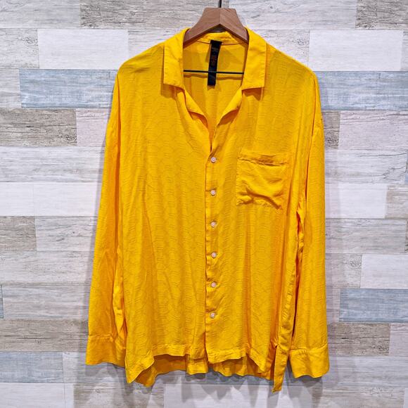 Savage x Fenty Embroidered Oversized Sleep Shirt Yellow Sleepwear Womens Small - Picture 1 of 6